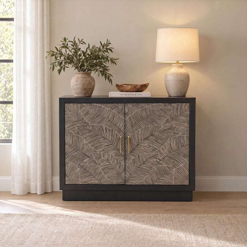 Kerrick 2-door Bone Inlay Accent Cabinet Beige and Black - 950451