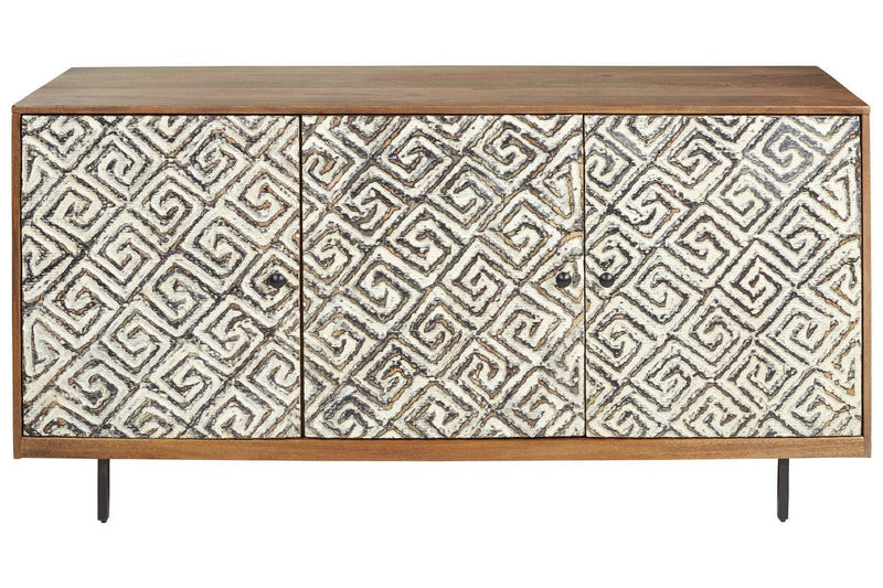 Kerrings Brown/Black/White Accent Cabinet - Gate FurnitureCabinet