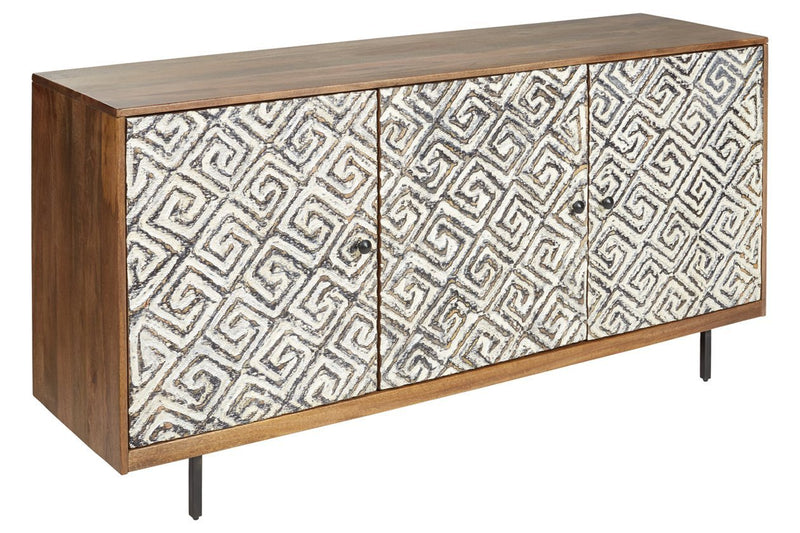 Kerrings Brown/Black/White Accent Cabinet - Gate FurnitureCabinet