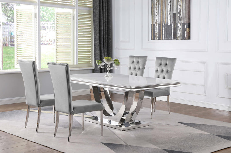 Kerwin 5-piece Rectangular Dining Table Set Grey and Chrome - 111101-S5G