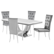 Kerwin 5-piece Rectangular Dining Table Set Grey and Chrome - 111101-S5G