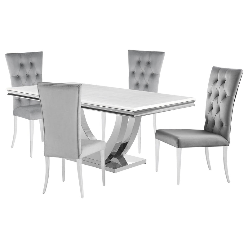Kerwin 5-piece Rectangular Dining Table Set Grey and Chrome - 111101-S5G