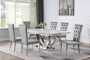 Kerwin 7-piece Rectangular Dining Table Set Grey and Chrome - 111101-S7G