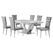 Kerwin 7-piece Rectangular Dining Table Set Grey and Chrome - 111101-S7G
