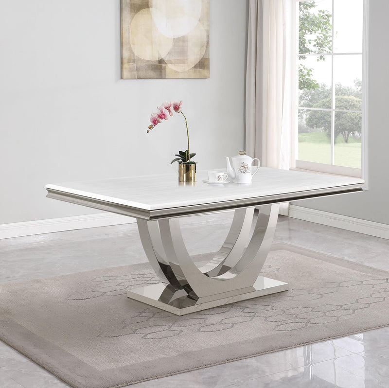 Kerwin Rectangular 71-inch Stone Top Dining Table White - 111101