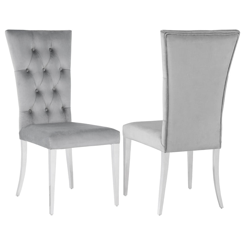 Kerwin Velvet Upholstered Dining Side Chair Grey (Set of 2) - 111103