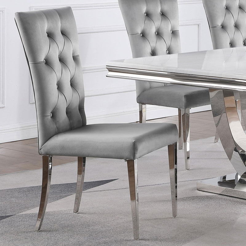 Kerwin Velvet Upholstered Dining Side Chair Grey (Set of 2) - 111103
