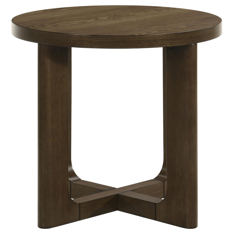 Kessler 2-piece Round Sculptural Wood Coffee Table Set Brown - 735998-S2