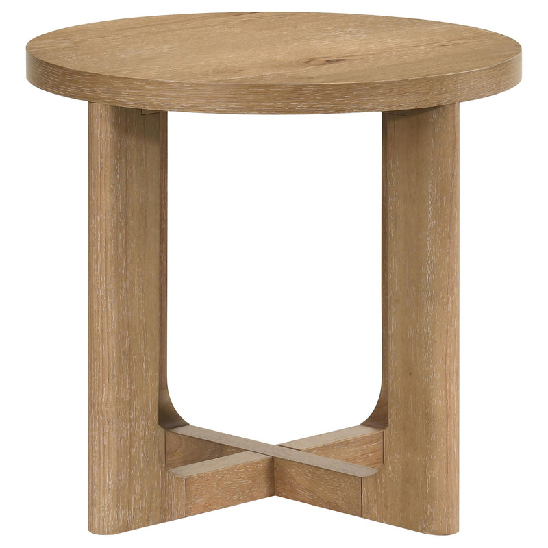 Kessler 3-piece Round Sculptural Wood Coffee Table Set Light Oak - 735988-S3