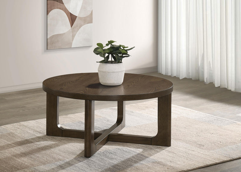 Kessler Round Sculptural Wood Coffee Table Brown - 735998