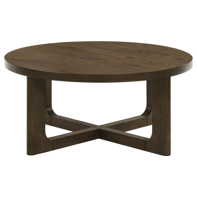 Kessler Round Sculptural Wood Coffee Table Brown - 735998