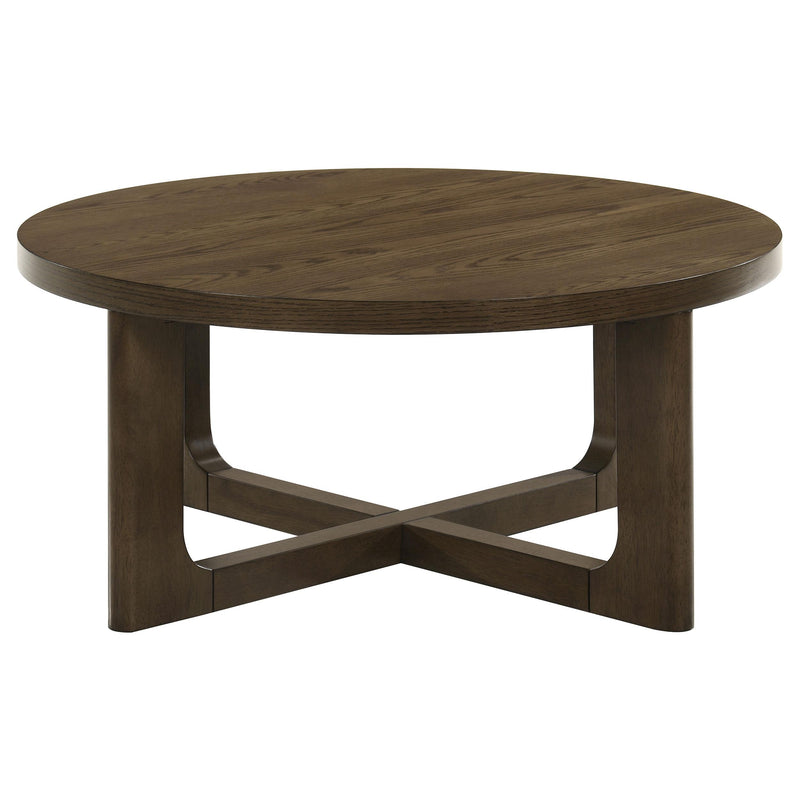 Kessler Round Sculptural Wood Coffee Table Brown - 735998