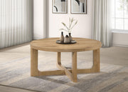 Kessler Round Sculptural Wood Coffee Table Light Oak - 735988