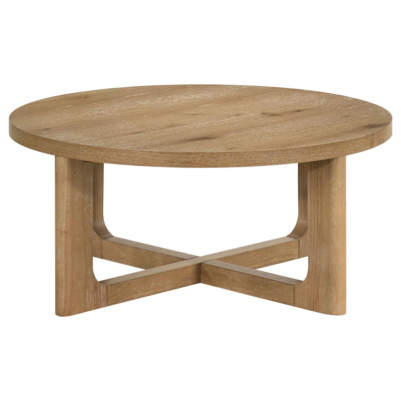Kessler Round Sculptural Wood Coffee Table Light Oak - 735988