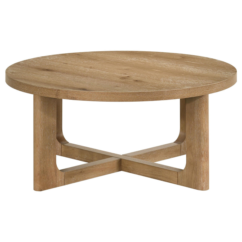 Kessler Round Sculptural Wood Coffee Table Light Oak - 735988