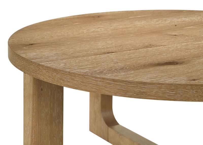 Kessler Round Sculptural Wood Coffee Table Light Oak - 735988