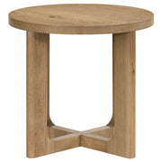 Kessler Round Sculptural Wood End Table Light Oak - 735987