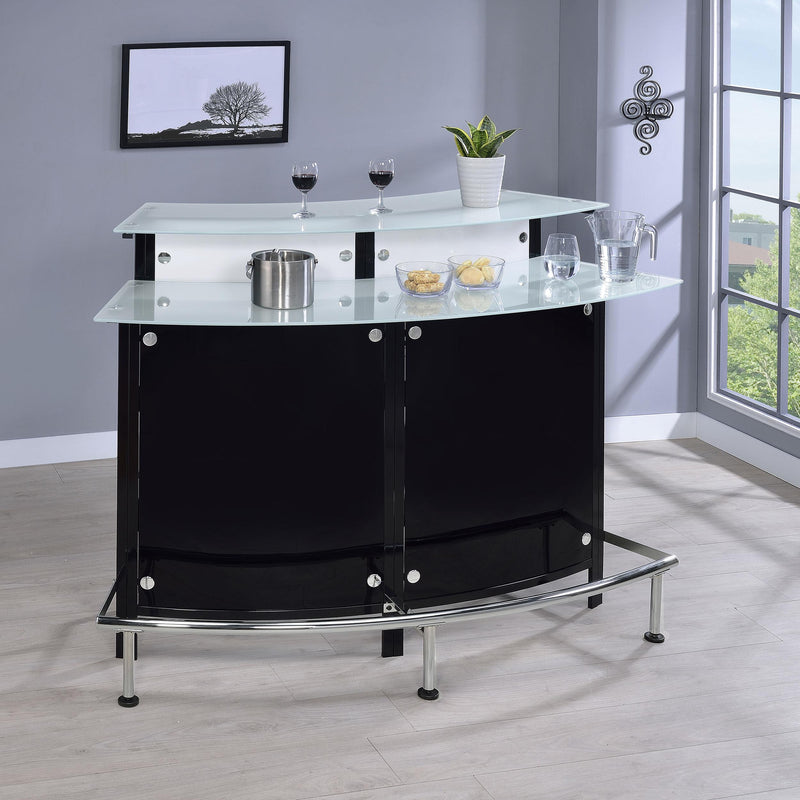 Keystone Curved Glass Top Home Bar Wine Cabinet Black - 100139