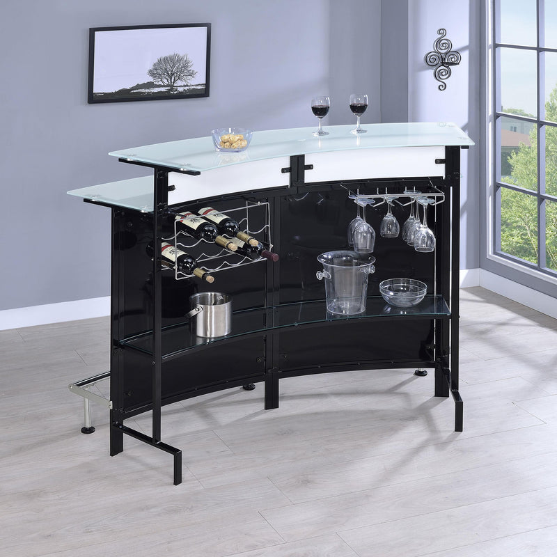 Keystone Curved Glass Top Home Bar Wine Cabinet Black - 100139