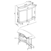 Keystone Curved Glass Top Home Bar Wine Cabinet Black - 100139