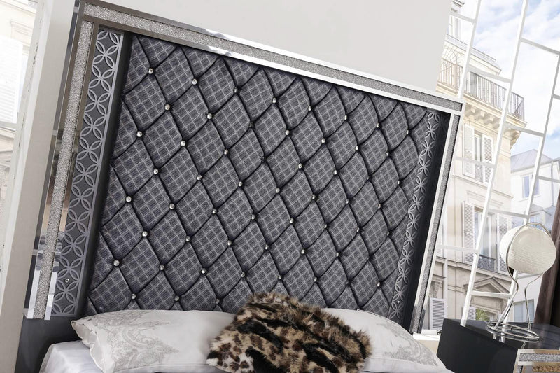 Keystone - Gray Panel King Bed with Upholstered Headboard, Footboard and LED Light - B246-K-Bed