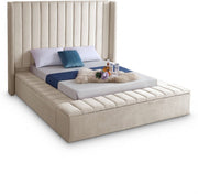 Kiki Velvet King Bed (3 Boxes) Cream - Gate FurnitureKing Bed