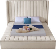 Kiki Velvet King Bed (3 Boxes) Cream - Gate FurnitureKing Bed