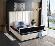 Kiki Velvet King Bed (3 Boxes) Cream - Gate FurnitureKing Bed