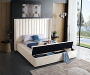 Kiki Velvet King Bed (3 Boxes) Cream - Gate FurnitureKing Bed