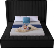Kiki Velvet Queen Bed (3 Boxes) Black - Gate FurnitureQueen Bed