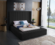 Kiki Velvet Queen Bed (3 Boxes) Black - Gate FurnitureQueen Bed