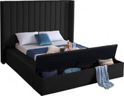 Kiki Velvet Queen Bed (3 Boxes) Black - Gate FurnitureQueen Bed