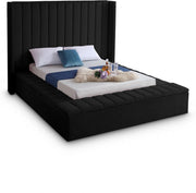 Kiki Velvet Queen Bed (3 Boxes) Black - Gate FurnitureQueen Bed