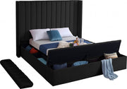 Kiki Velvet Queen Bed (3 Boxes) Black - Gate FurnitureQueen Bed