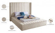 Kiki Velvet Queen Bed (3 Boxes) Cream - Gate FurnitureQueen Bed