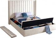 Kiki Velvet Queen Bed (3 Boxes) Cream - Gate FurnitureQueen Bed