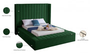 Kiki Velvet Queen Bed (3 Boxes) Green - Gate FurnitureQueen Bed