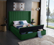 Kiki Velvet Queen Bed (3 Boxes) Green - Gate FurnitureQueen Bed