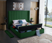 Kiki Velvet Queen Bed (3 Boxes) Green - Gate FurnitureQueen Bed