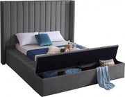Kiki Velvet Queen Bed (3 Boxes) Grey - Gate FurnitureQueen Bed
