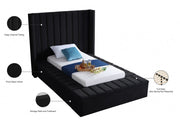 Kiki Velvet Twin Bed (3 Boxes) Black - Gate FurnitureTwin Bed