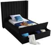 Kiki Velvet Twin Bed (3 Boxes) Black - Gate FurnitureTwin Bed