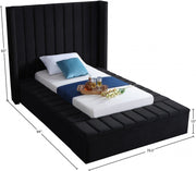 Kiki Velvet Twin Bed (3 Boxes) Black - Gate FurnitureTwin Bed