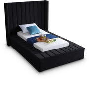 Kiki Velvet Twin Bed (3 Boxes) Black - Gate FurnitureTwin Bed