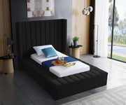 Kiki Velvet Twin Bed (3 Boxes) Black - Gate FurnitureTwin Bed