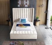 Kiki Velvet Twin Bed (3 Boxes) Cream - Gate FurnitureTwin Bed