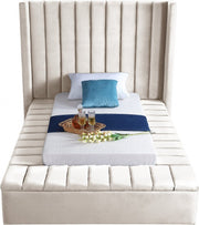 Kiki Velvet Twin Bed (3 Boxes) Cream - Gate FurnitureTwin Bed