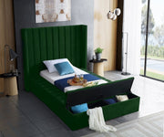 Kiki Velvet Twin Bed (3 Boxes) Green - Gate FurnitureTwin Bed