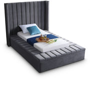 Kiki Velvet Twin Bed (3 Boxes) Grey - Gate FurnitureTwin Bed