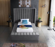 Kiki Velvet Twin Bed (3 Boxes) Grey - Gate FurnitureTwin Bed
